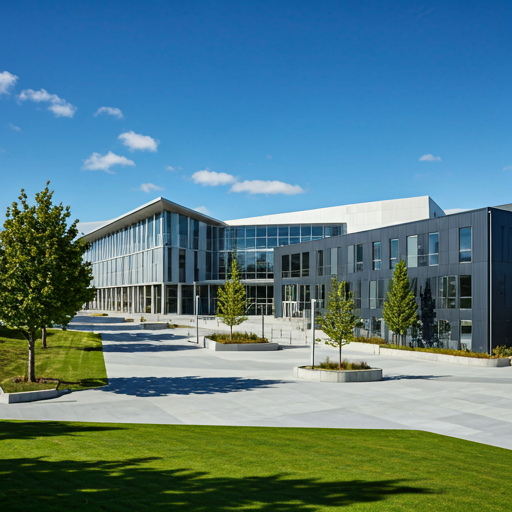 Scenic modern university campus in New Zealand
